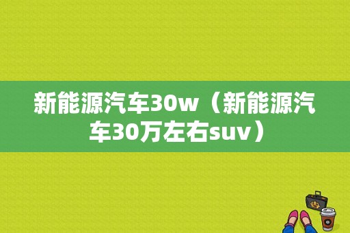 新能源汽车30w（新能源汽车30万左右suv）-图1